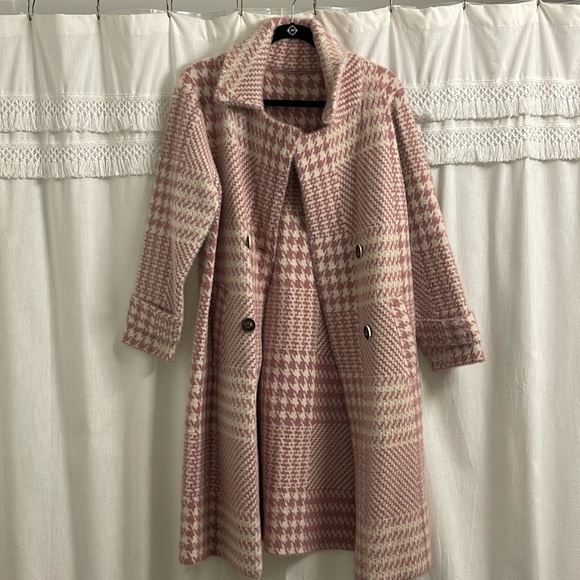 Pink houndstooth pea coat - Picture 1 of 7